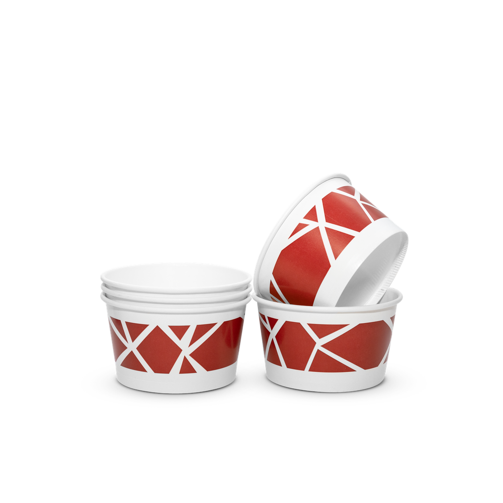 Paper contanier with lid 12 Oz (Red printed)