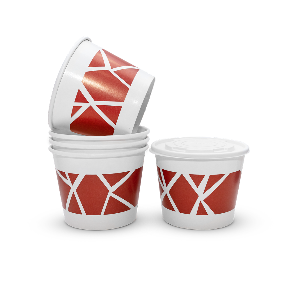 Paper container with ld 32 Oz (Red printed)