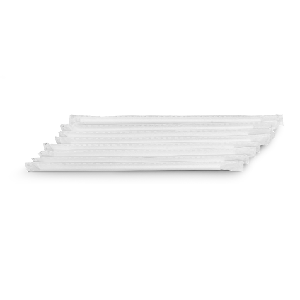 Paper straw white wrapped - 0.31&quot; x 7.75&quot;